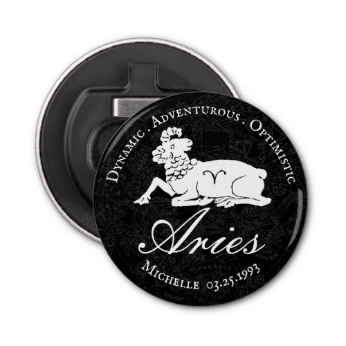 Zodiac Sign Aries Astrology Black Vintage Custom Bottle Opener