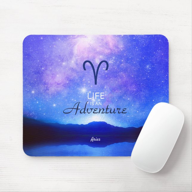 Zodiac Sign Aries Dreamy Star Sky Quote Mouse Pad (With Mouse)