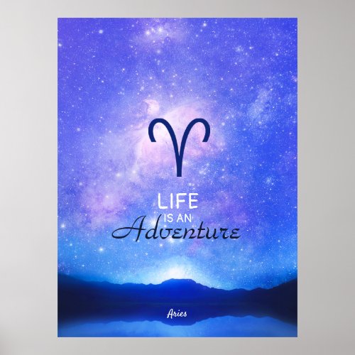 Zodiac Sign Aries Dreamy Star Sky Quote Poster
