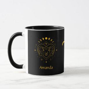 Zodiac Sign Aries Golden Yellow Customizable Mug