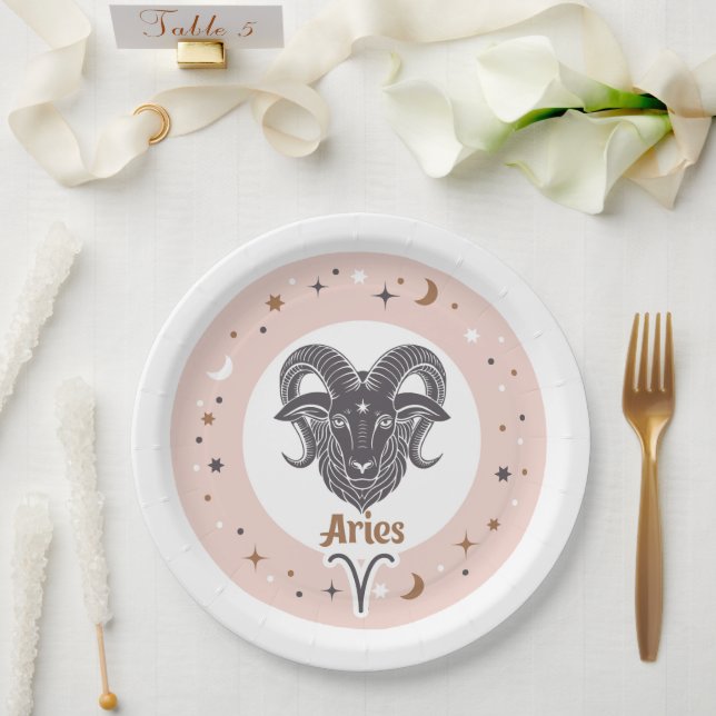 Zodiac Sign Aries Paper Plates (Wedding)