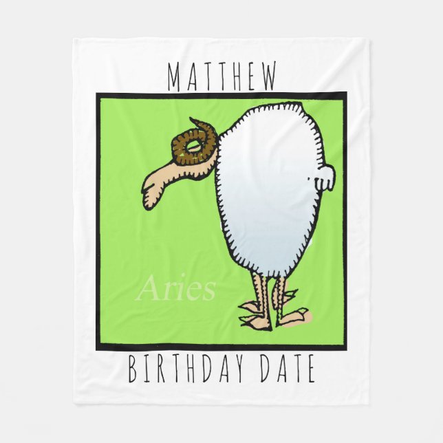 Zodiac Sign Aries Personalized Birthday Blanket (Front)