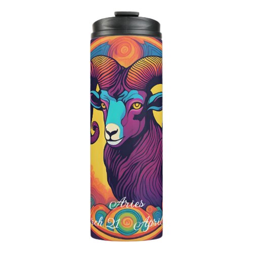 Zodiac Sign Aries Psychedellic Thermal Tumbler