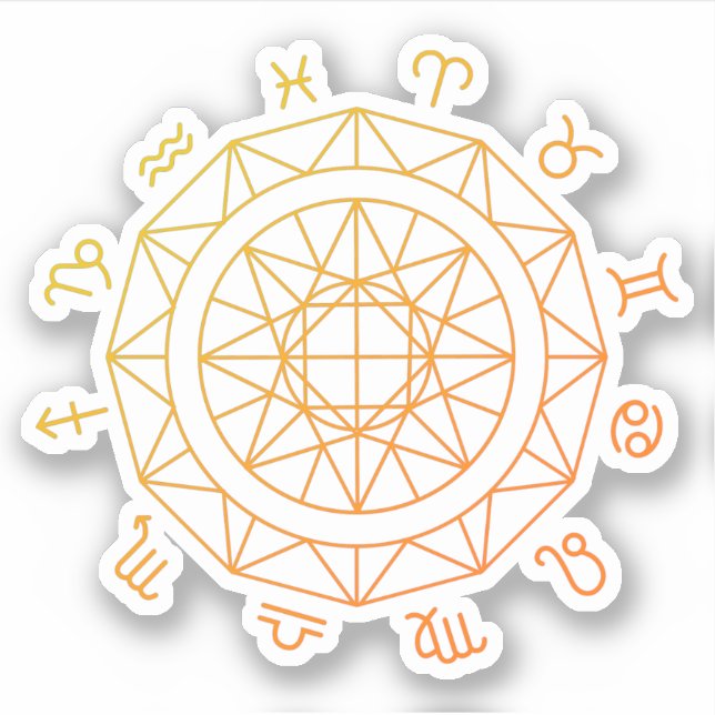 Zodiac Sign Astrological Wheel  Sticker (Front)