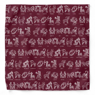 Zodiac Sign Bandana ( Cranberry Red)