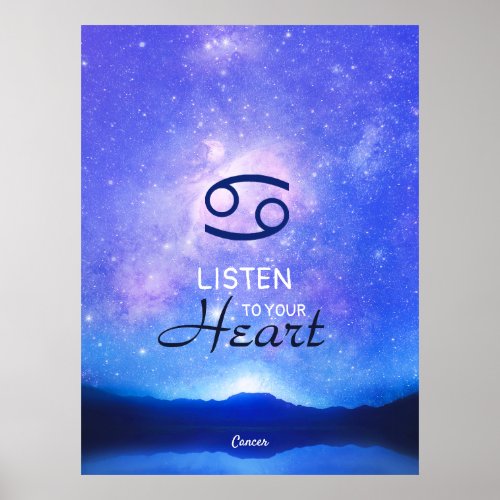 Zodiac Sign Cancer Dreamy Star Sky Quote Poster