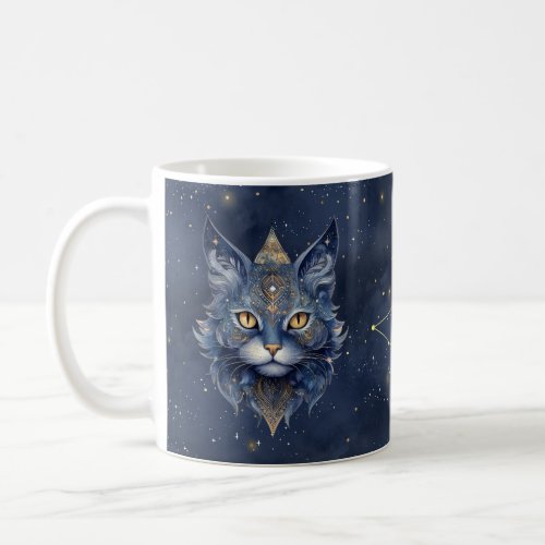 Zodiac Sign Capricorn  Celestial Cat Mug