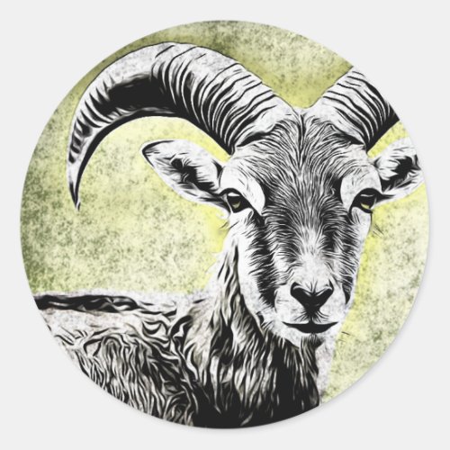 Zodiac Sign Capricorn Goat Symbol and Horoscope Classic Round Sticker