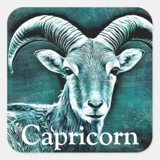 Zodiac Sign Capricorn Goat Symbol and Horoscope Square Sticker