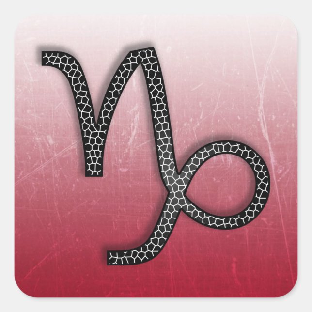 Zodiac Sign Capricorn Goat Symbol and Horoscope Square Sticker (Front)