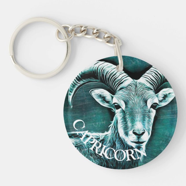 Zodiac Sign Capricorn Goat Symbol Christmas Keychain (Front)