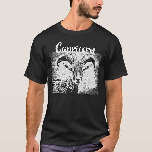 Zodiac Sign Capricorn Goat Symbol T-Shirt (Front)