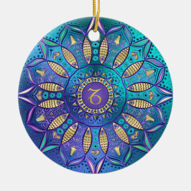 Zodiac Sign Capricorn Mandala Christmas Ornament (Front)