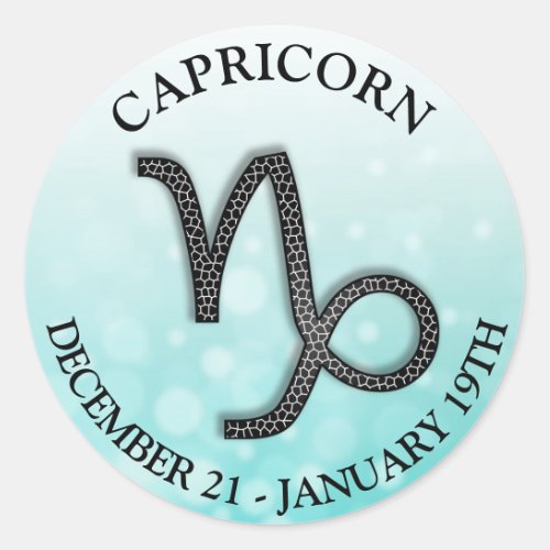 Zodiac Sign Capricorn  Symbol and Horoscope Classic Round Sticker