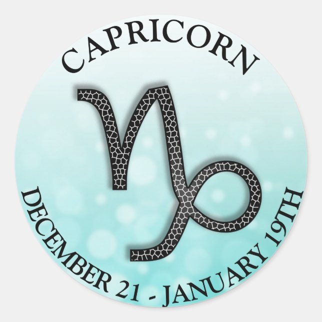 Zodiac Sign Capricorn  Symbol and Horoscope Classic Round Sticker (Front)