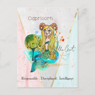 Zodiac Sign Capricorn Whimsical Girl Symbolic Goat Postcard