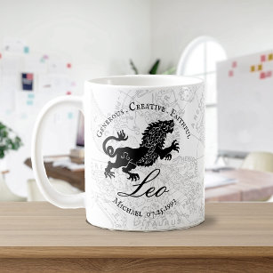 Zodiac Sign Custom Black White Leo  Coffee Mug
