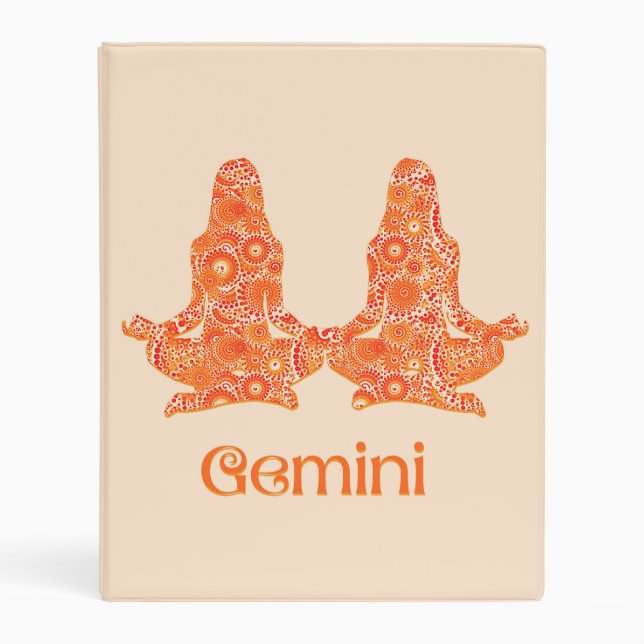 Zodiac Sign for Gemini in Coral Orange  Mini Binder (Front)