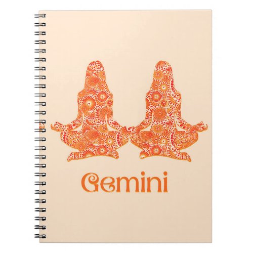 Zodiac Sign for Gemini in Coral Orange   Notebook