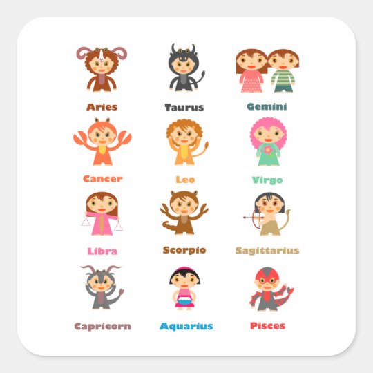 Zodiac Sign for Kids Square Sticker | Zazzle.com