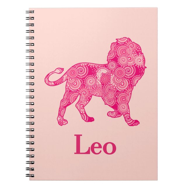 Zodiac Sign for Leo in a Red Fractal Pattern  Notebook (Front)