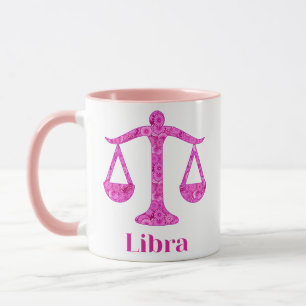Zodiac Sign for Libra in Magenta and Pink Mug