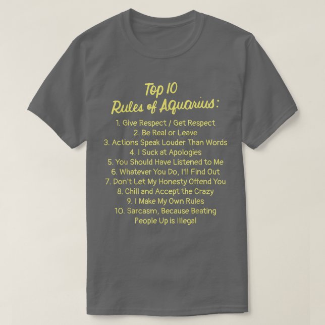 Zodiac Sign Funny Top 10 Rules Of Aquarius2584  (Design Front)