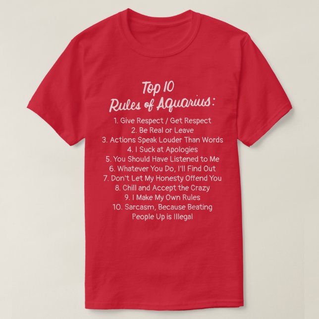 Zodiac Sign Funny Top 10 Rules Of Aquarius 2585  (Design Front)