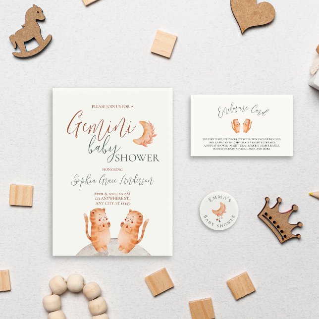 Zodiac sign: Gemini baby shower Invitation (Creator Uploaded)