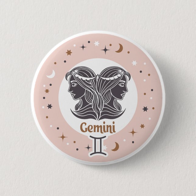 Zodiac Sign Gemini Button (Front)