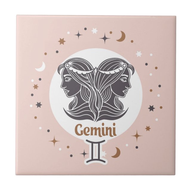 Zodiac Sign Gemini Ceramic Tile (Front)
