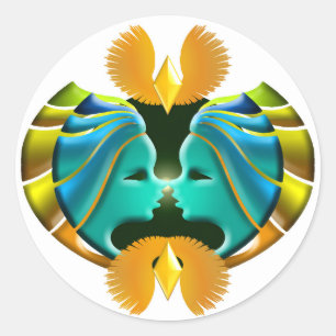 Zodiac Sign Gemini Design Classic Round Sticker