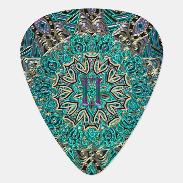Zodiac Sign Gemini Mandala Guitar Pick (Front)