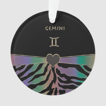 Zodiac Sign Gemini Rainbow Zebra Design Ornament