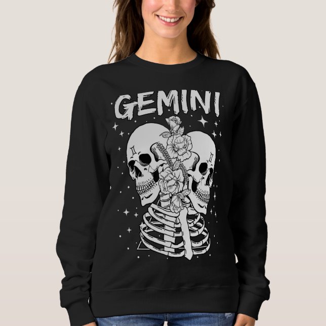 Zodiac Sign Gemini Twin Skeleton Sweatshirt (Front)
