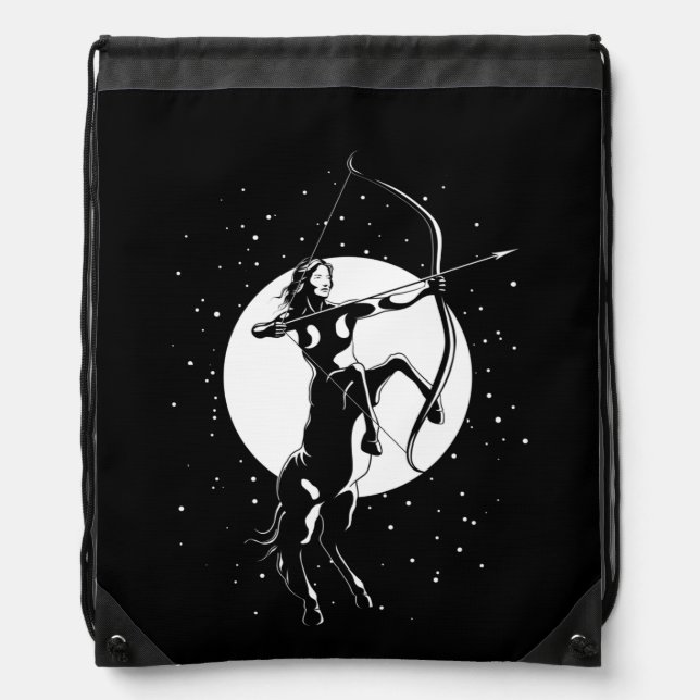 Zodiac Sign Illustration - Sagittarius Drawstring Bag (Front)