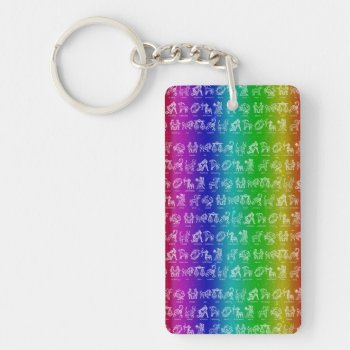 Zodiac Sign Keychain(bright Rainbow) Keychain by Digital_Attic_95 at Zazzle