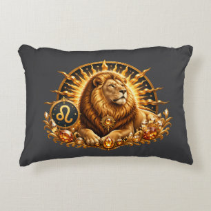 Zodiac Sign Leo 2in1 Gray and White Accent Pillow