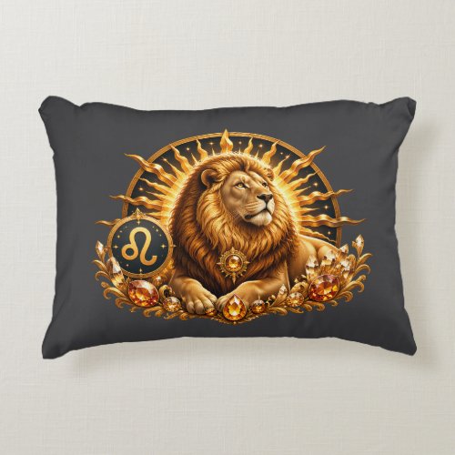Zodiac Sign Leo 2in1 Gray and White Accent Pillow