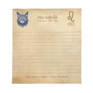 Zodiac Sign Leo & Celestial Cat Notepad