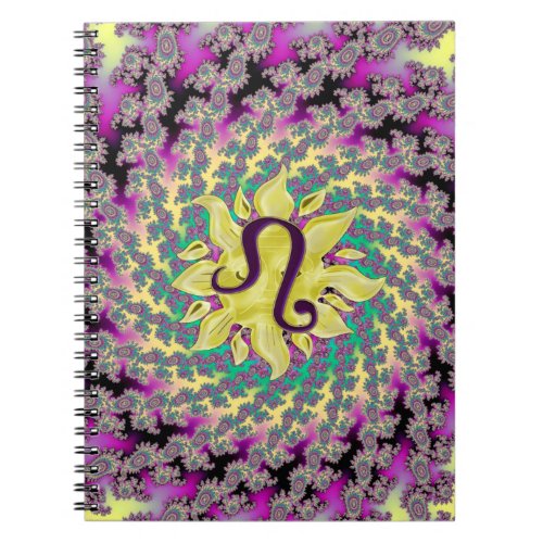 Zodiac Sign Leo Fractal Mandala Notebook