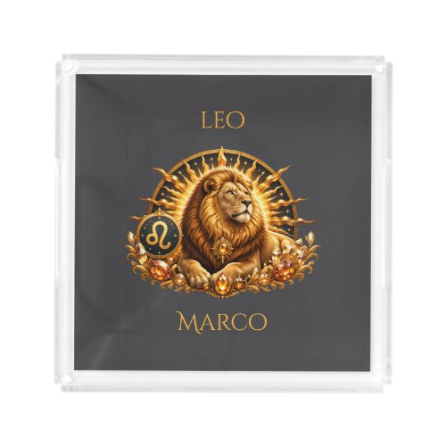 Zodiac Sign Leo Personalized Acrylic Tray
