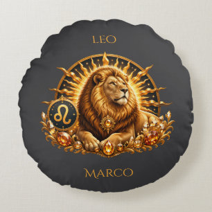 Zodiac Sign Leo Personalized Round Pillow