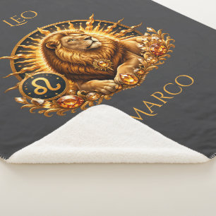Zodiac Sign Leo Personalized Sherpa Blanket