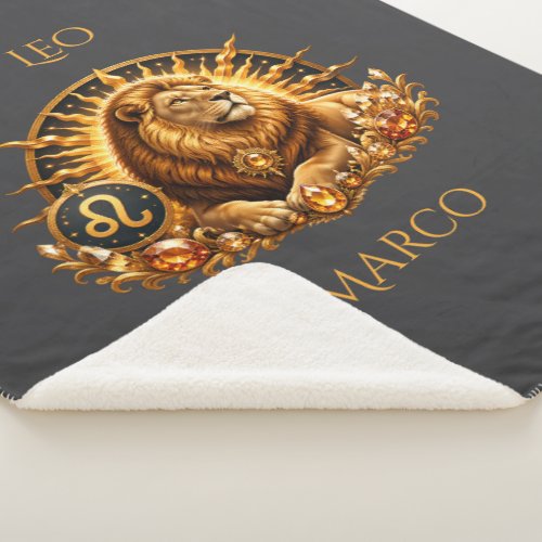 Zodiac Sign Leo Personalized Sherpa Blanket