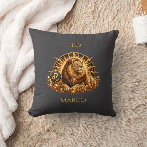 Zodiac Sign Leo Personalized Throw Pillow