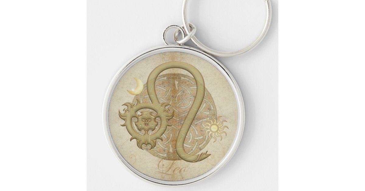 LEO Zodiac Star Sign and Picture Chrome Keyring Picture Both Sides 