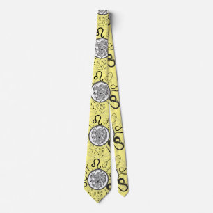 Zodiac Sign Leo.w L Yellow BG Neck Tie