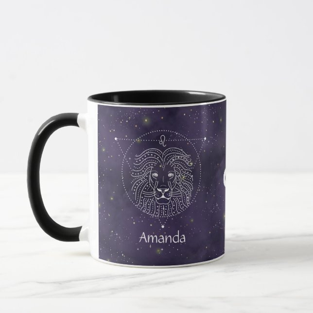 Zodiac Sign Leo Watercolor Customizable Mug (Left)