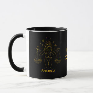 Zodiac Sign Libra Golden Yellow Customizable Mug